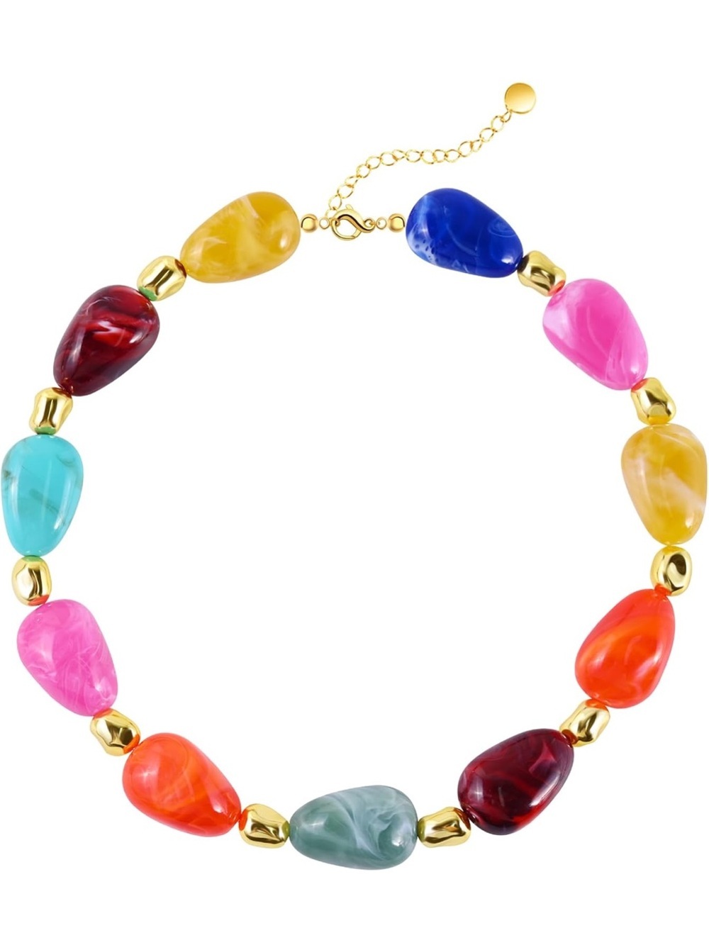 Anthropologie Multicolor Resin Teardrop Necklace with Gold Beads - Picture 2 of 6